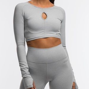 Echt Flex Cropped Long Sleeve Grey Stripe